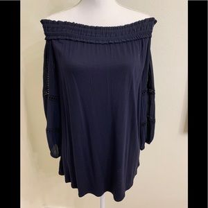 💥final sale! 💥EUC LOFT off the shoulder blue blouse